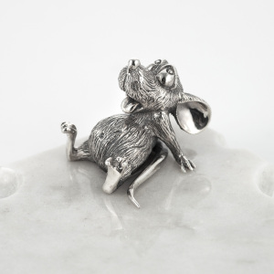 Board for cheese "Mouse feast" made of marble, with silver